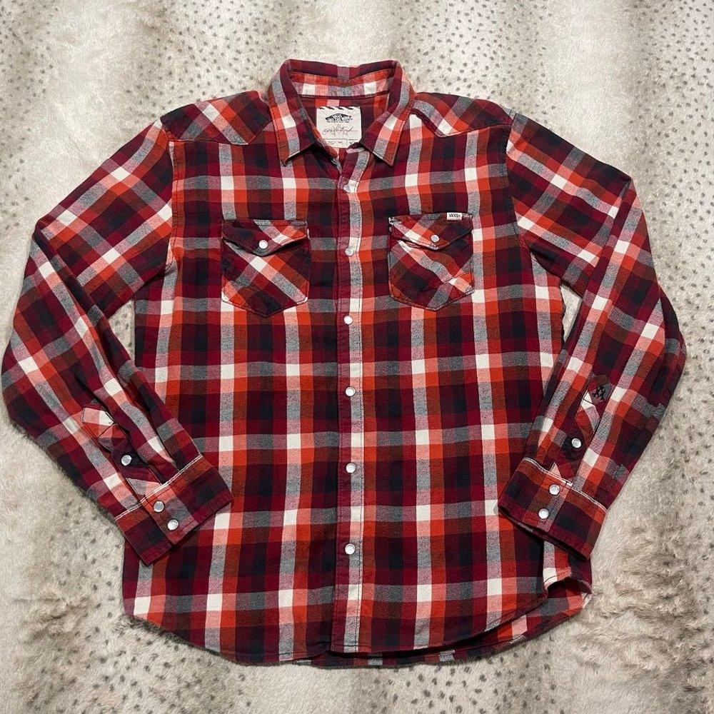 Vans Western Plaid Pearlsnap Buttondown Orange XL